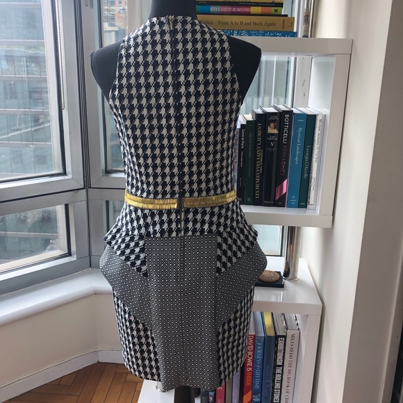 SASS & BIDE HOUNDSTOOTH DRESS WITH GOLD METAL TRIM - Picture 2 of 6